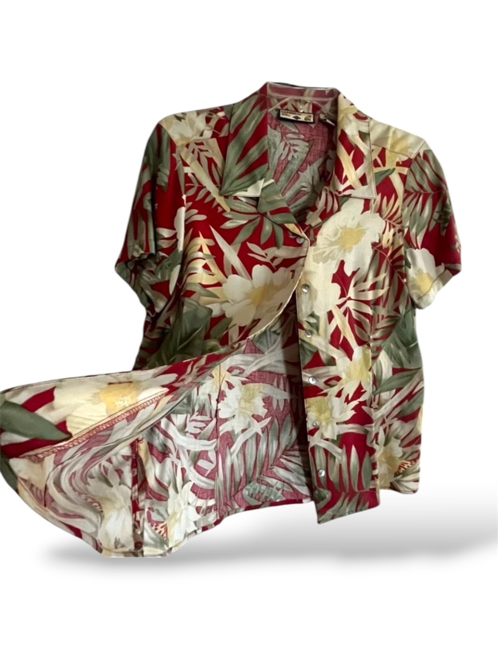Caribbean Joe Island Tropical Vacation Resortwear Short Sleeve Button-Down Top - Picture 9 of 11